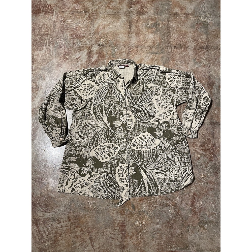 Vintage Sasson Long Sleeve Floral Cotton Shirt Made In USA Sz 14 *‎